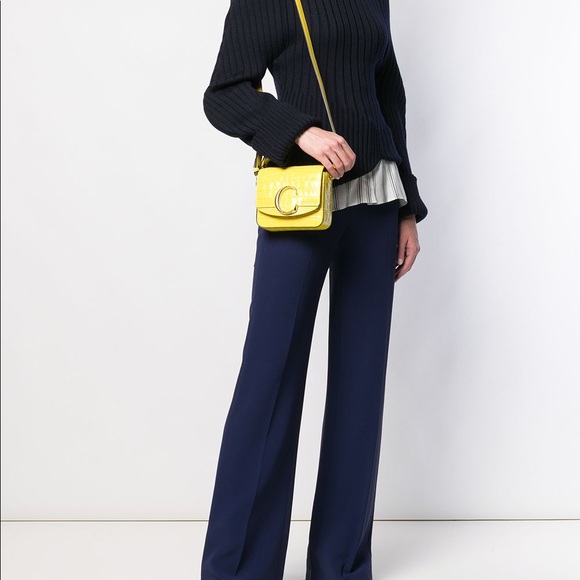NEW CHLOÉ mini c crossbody bag purse yellow - Picture 2 of 6